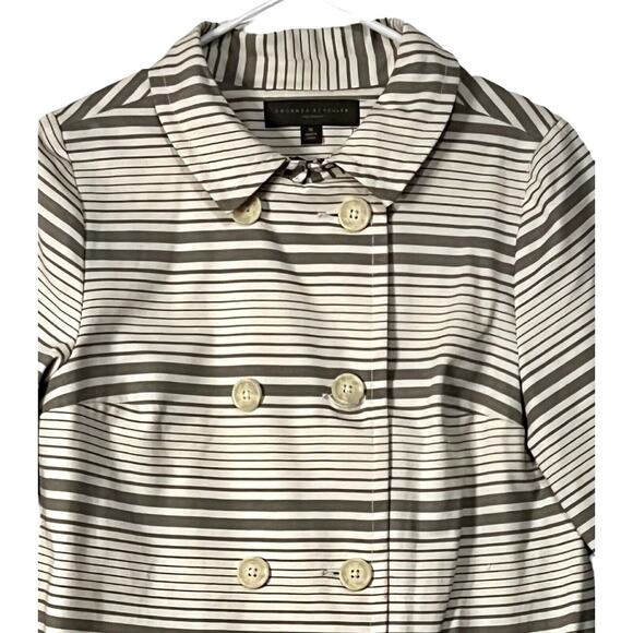 Proenza Schouler Coatigan Womens Size M Gray Striped Cotton Pockets Midi Buttons - Picture 3 of 10